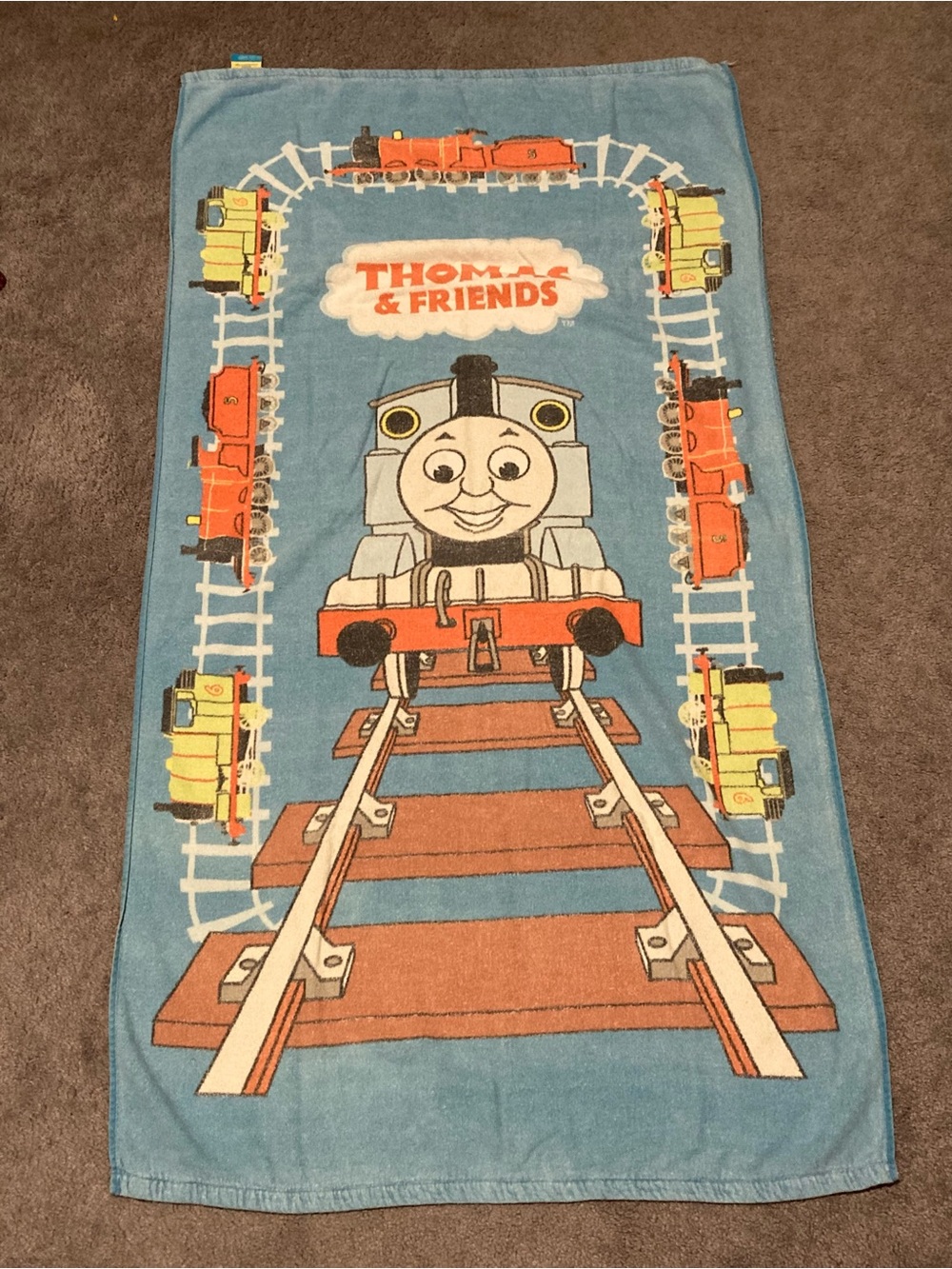 Y2K Thomas the Train & Friends Beach Towel 29” X 54” 100% Cotton Vintage Toddler